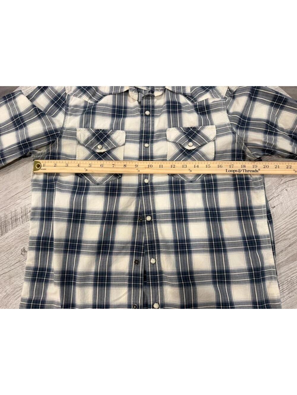 American Eagle Vintage Fit Plaid Pearl Snap Western Shirt Medium - Picture 6 of 9